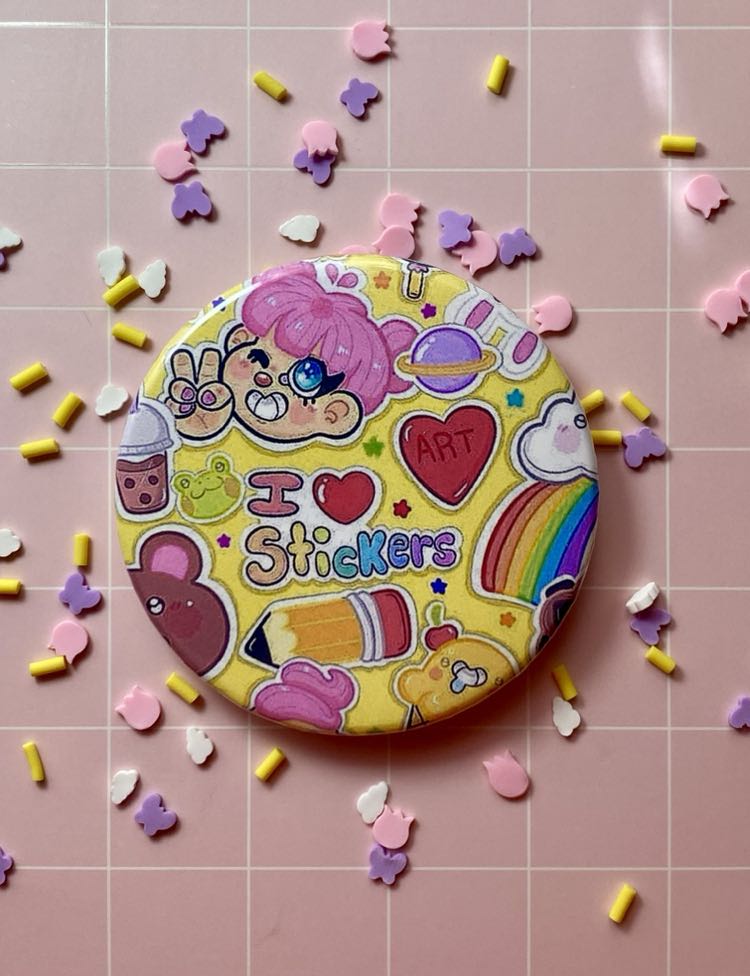 sticker lover button pin