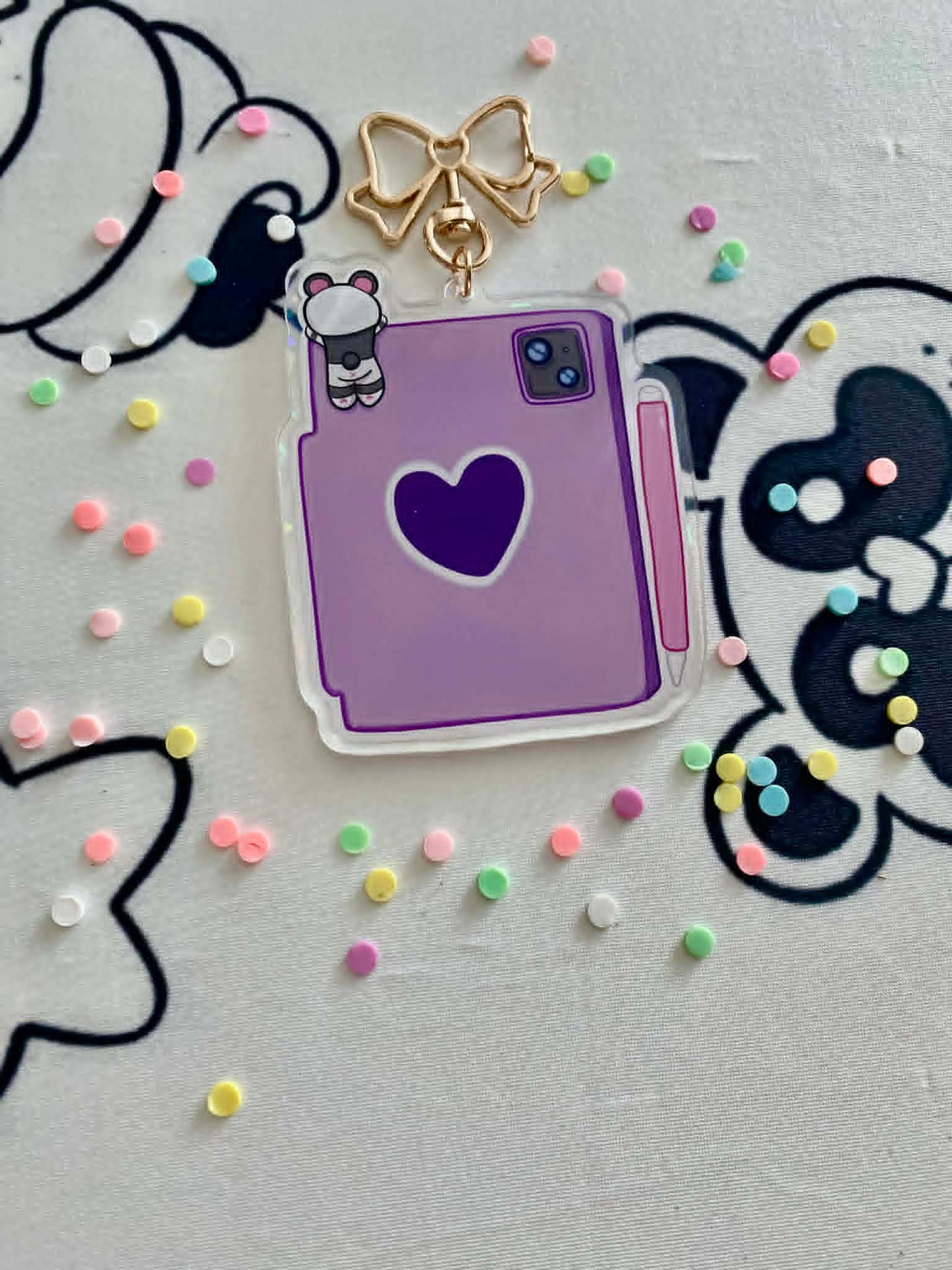 Kawaii girl stuck on iPad keychain
