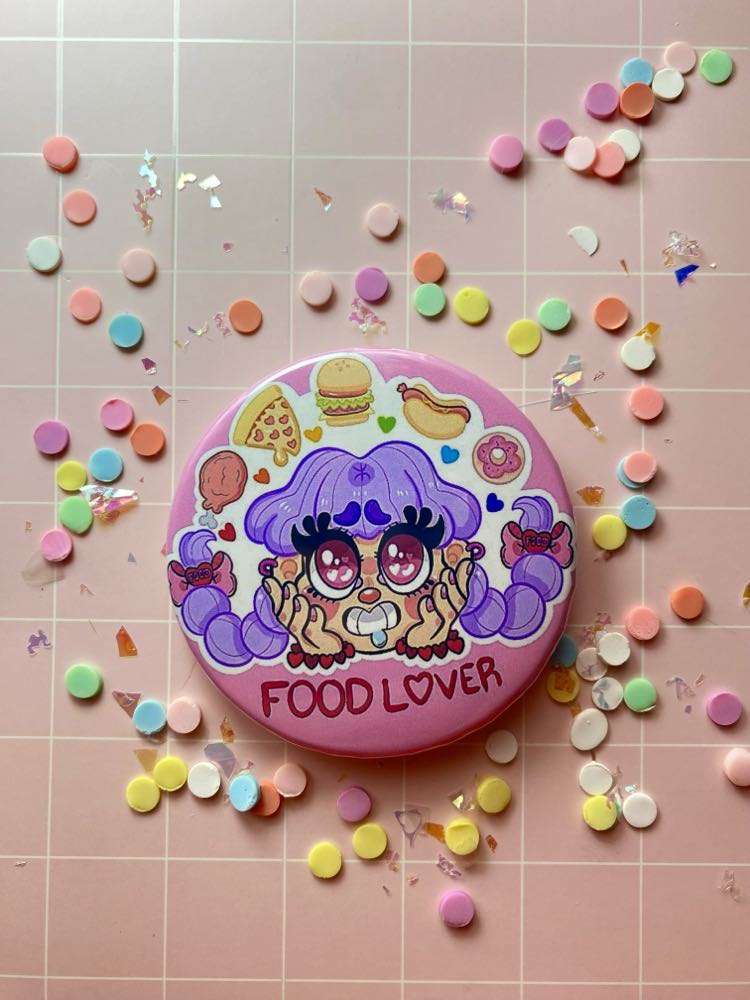 food lover button pin