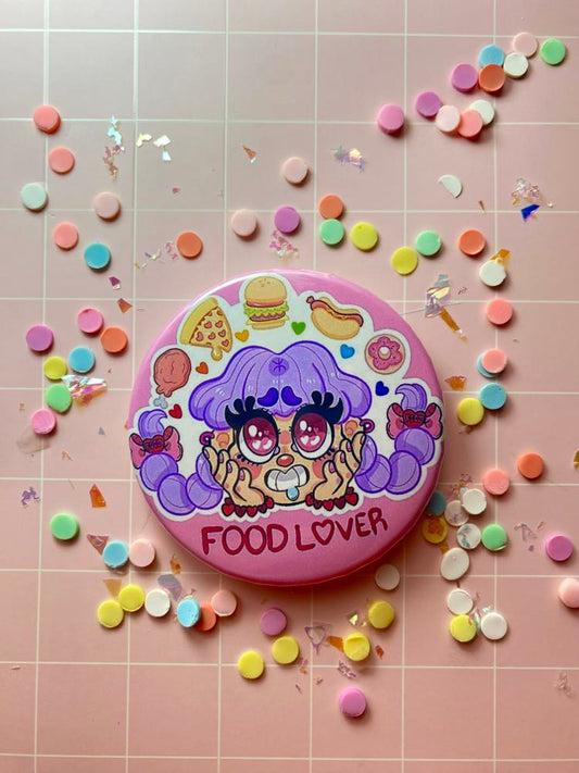 food lover button pin