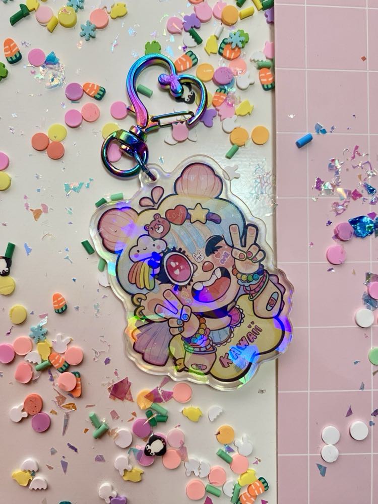 kawaii decora acrylic broken glass keychain