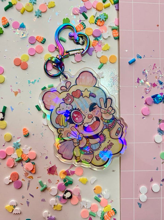 kawaii decora acrylic broken glass keychain