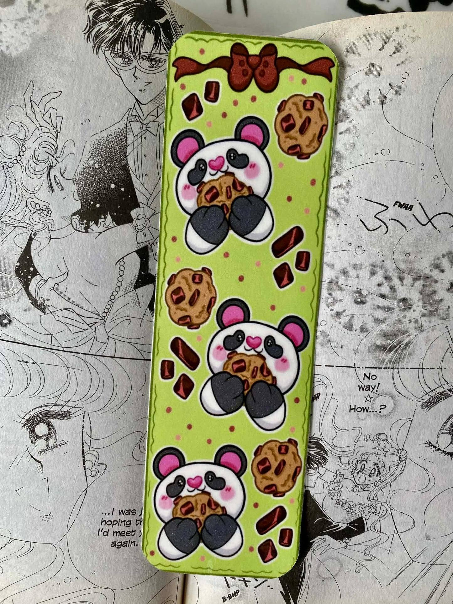 panda enjoying cookies bookmark