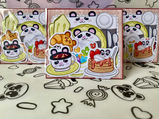 7pc panda themed Breakfast magnets