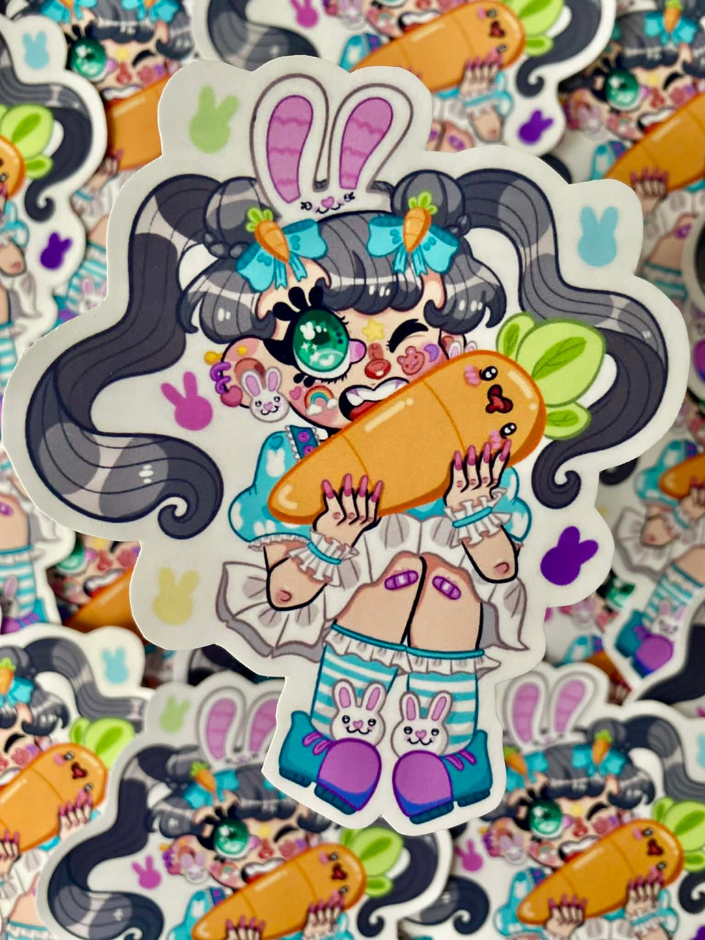 Colorful bunny girl cutie sticker