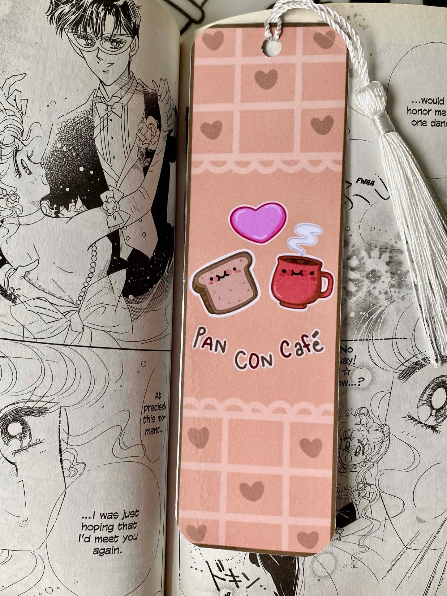 Pan Con Cafe bookmark with tassel