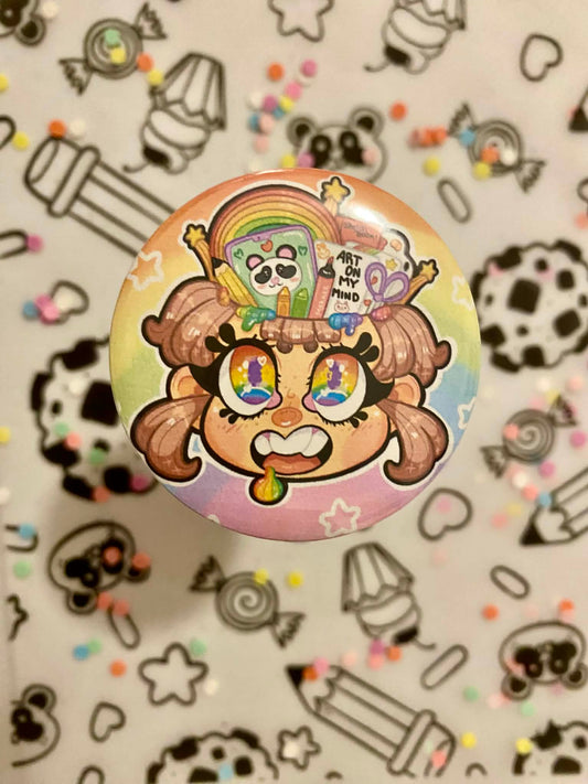 Art on my mind button pin