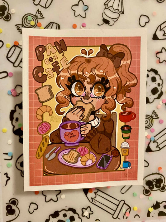 Pan Con Cafe lover mini art print