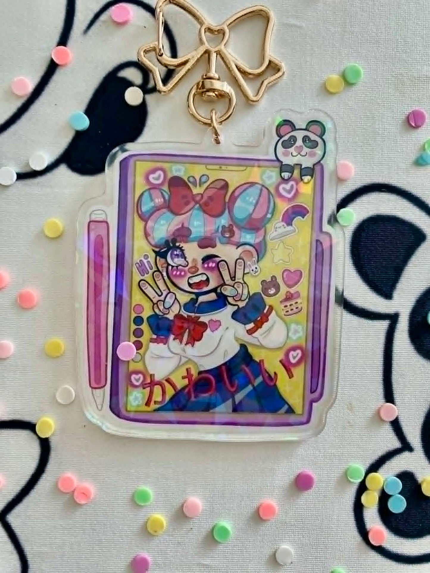 Kawaii girl stuck on iPad keychain