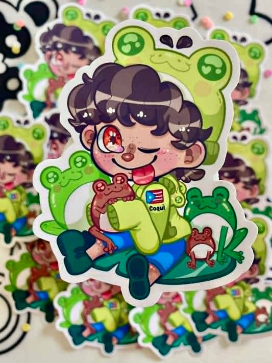 coqui Frog boy sticker